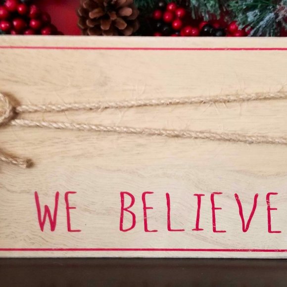Wooden Block Sign, Christmas Holiday, Home Décor. "We Believe" - Picture 2 of 5